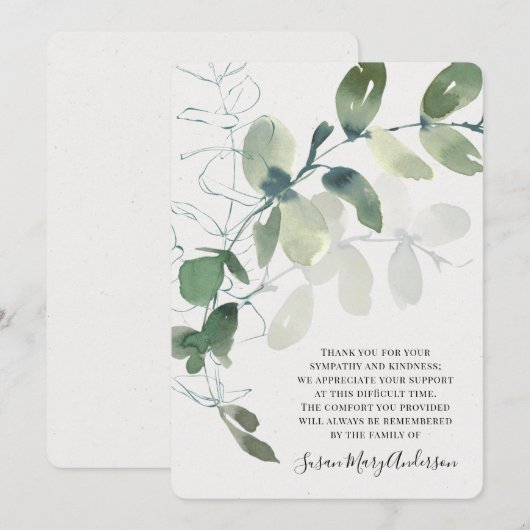 Eucalyptus Funeral Memorial Bedankt (Voorkant / Achterkant)