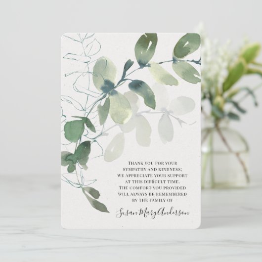 Eucalyptus Funeral Memorial Bedankt (Staand voorkant)