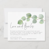 Eucalyptus Funeral Sympathy Love and Bedankt Kaart (Voorkant)