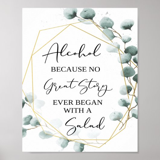 Eucalyptus Funny Alcohol Bar Poster (Voorkant)