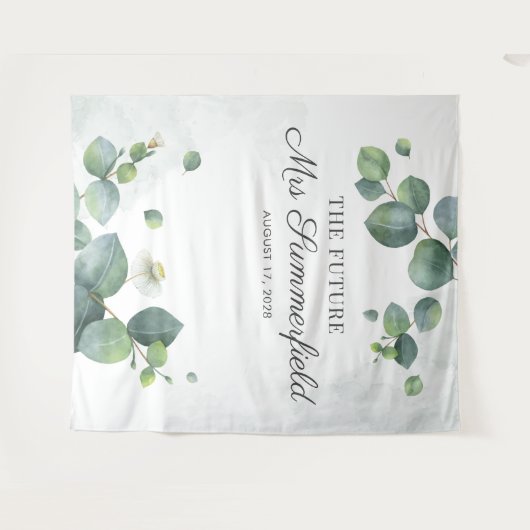Eucalyptus Future Mrs Photo Booth Backdrop Wandkleed (Voorkant (horizontaal))