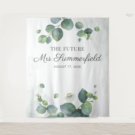 Eucalyptus Future Mrs Photo Booth Backdrop Wandkleed (Voorkant)