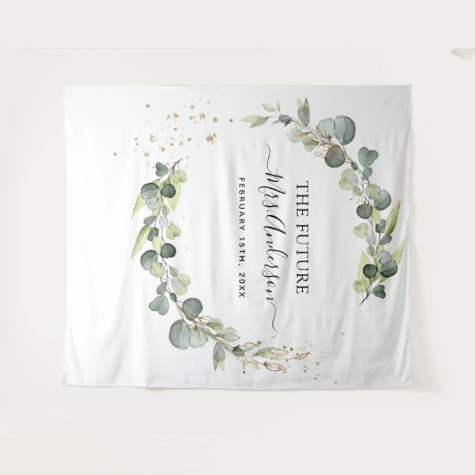 Eucalyptus Future Mrs Photo Booth Backdrop Wandkleed (Voorkant (horizontaal))