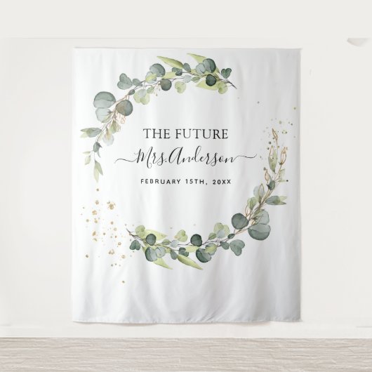 Eucalyptus Future Mrs Photo Booth Backdrop Wandkleed (Voorkant)