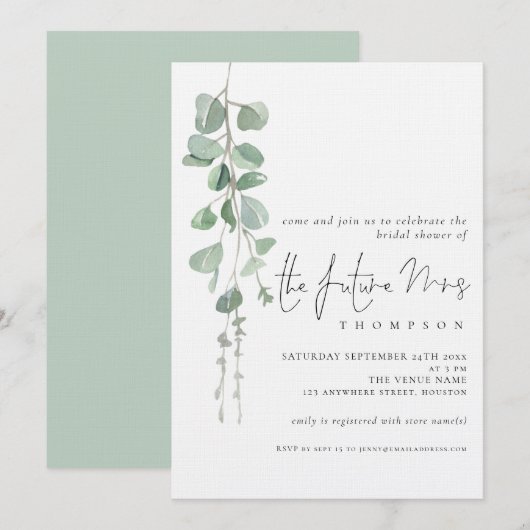 Eucalyptus Future Mrs. Vrijgezellenfeest Kaart (Voorkant / Achterkant)