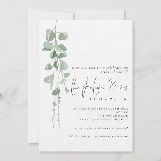 Eucalyptus Future Mrs. Vrijgezellenfeest Kaart (Voorkant)