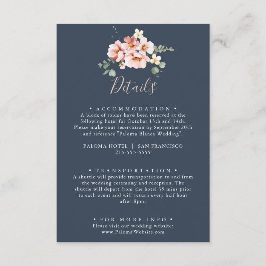 Eucalyptus Garden Roos Bloemen Trouwdetails Informatiekaartje (Voorkant)