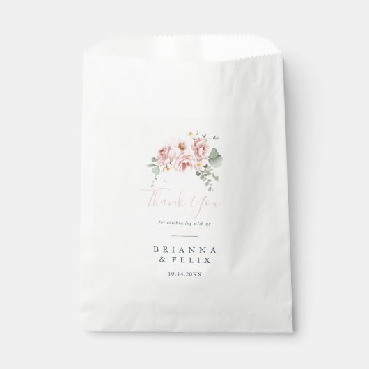 Eucalyptus Garden Roos Floral Dank u bruiloft Bedankzakje (Voorkant)