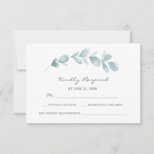 Eucalyptus garden waterverf RSVP-kaarten RSVP Kaartje (Voorkant)