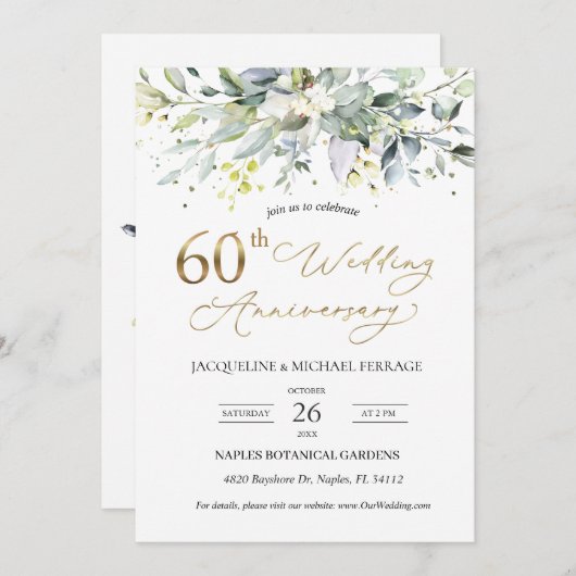 Eucalyptus gebladerte 60e bruiloft Jubileum Kaart (Voorkant / Achterkant)