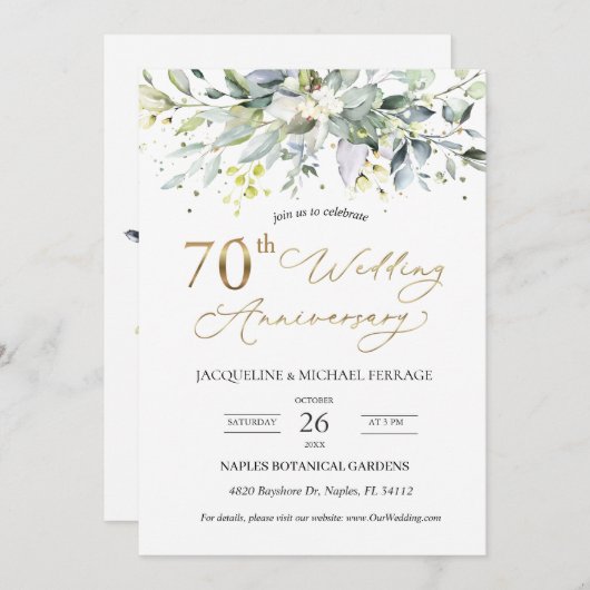 Eucalyptus gebladerte 70e bruiloft Jubileum Kaart (Voorkant / Achterkant)