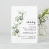 Eucalyptus gebladerte 80e verjaardagsfeestje minim kaart (Staand voorkant)