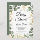 Eucalyptus gebladerte Baby shower Kaart (Voorkant / Achterkant)