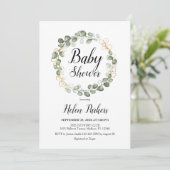Eucalyptus gebladerte Baby shower Kaart (Staand voorkant)