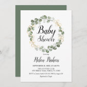 Eucalyptus gebladerte Baby shower Kaart (Voorkant / Achterkant)