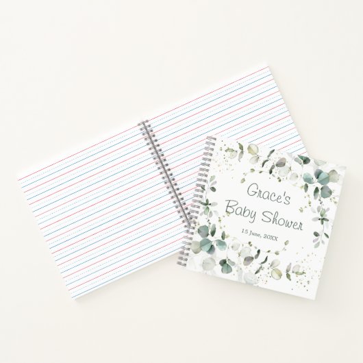 Eucalyptus gebladerte Baby shower spiraal Notitieb Notitieboek (Binnen)