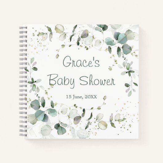 Eucalyptus gebladerte Baby shower spiraal Notitieb Notitieboek (Voorkant)