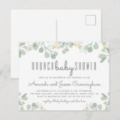 Eucalyptus gebladerte botanische brunch Baby showe Uitnodiging Briefkaart (Voorkant / Achterkant)