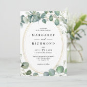 Eucalyptus gebladerte Elegant groen bruiloft Kaart (Staand voorkant)