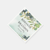 Eucalyptus gebladerte en gouden bruiloft servet (Hoek)