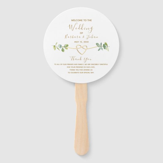 Eucalyptus gebladerte huwelijksprogramma hand fan handwaaier (Voorkant)