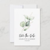 Eucalyptus gebladerte Keepsake Minimaal Bewaar de  Save The Date (Voorkant)