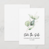Eucalyptus gebladerte Keepsake Minimaal Bewaar de  Save The Date (Voorkant / Achterkant)