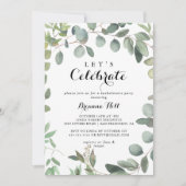 Eucalyptus gebladerte laten we feest vieren kaart (Voorkant)