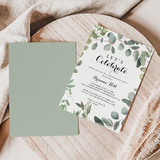 Eucalyptus gebladerte laten we feest vieren kaart