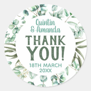 Eucalyptus gebladerte partij gunst ronde sticker