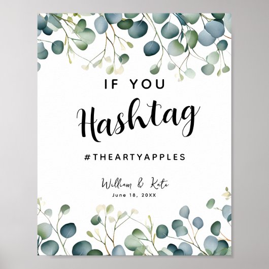 Eucalyptus gebladerte sociale media bruiloft / fee poster (Voorkant)