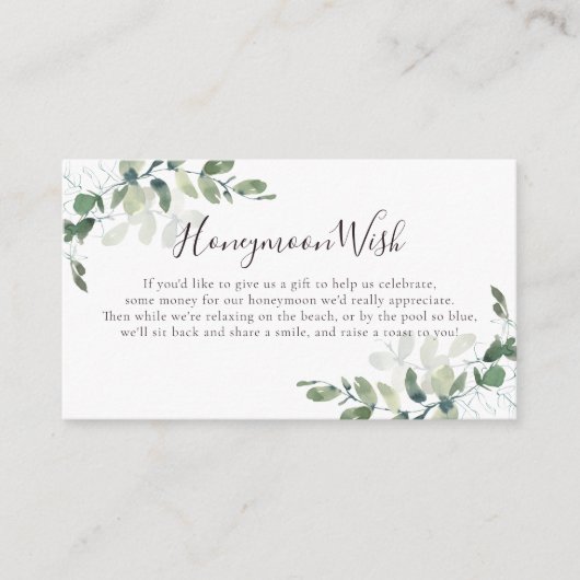 Eucalyptus Gedicht Huwelijksreis Wens QR Code Informatiekaartje (Voorkant)