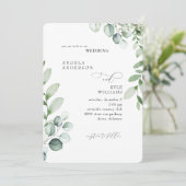 Eucalyptus Geen Ouders Elegante Huwelijksuitnodigi Kaart (Staand voorkant)