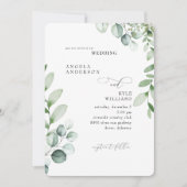 Eucalyptus Geen Ouders Elegante Huwelijksuitnodigi Kaart (Voorkant)