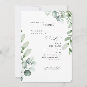 Eucalyptus Geen Ouders Elegante Trouw Uitnodiging