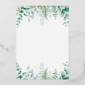 Eucalyptus geenery woodland veertrouwerij folie uitnodiging (Achterkant)