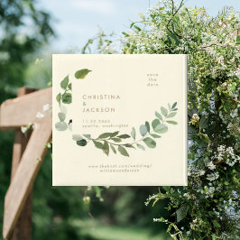 Eucalyptus Gele Bruiloft Vierkant Save the Date Magneet