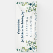 Eucalyptus Gelukgewenst Getrouwd Trouwen Spandoek (Verticaal)