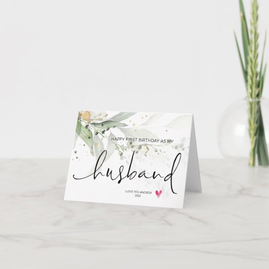 Eucalyptus gelukkig eerste verjaardag als man kaart (Voorkant)