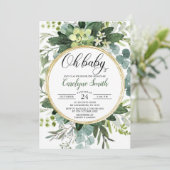 Eucalyptus Gender Neutraal Oh Baby shower Kaart (Staand voorkant)