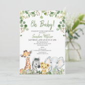 Eucalyptus Gender Neutral Safari Baby shower Kaart (Staand voorkant)