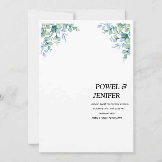 Eucalyptus generery wedding kaart (Voorkant)