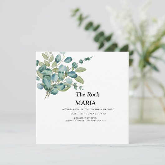 eucalyptus generery wedding kaart (Staand voorkant)