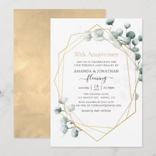Eucalyptus Geometric 50th Wedding Jubileum Kaart