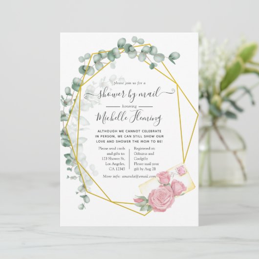 Eucalyptus Geometric Baby shower by Mail Kaart (Staand voorkant)