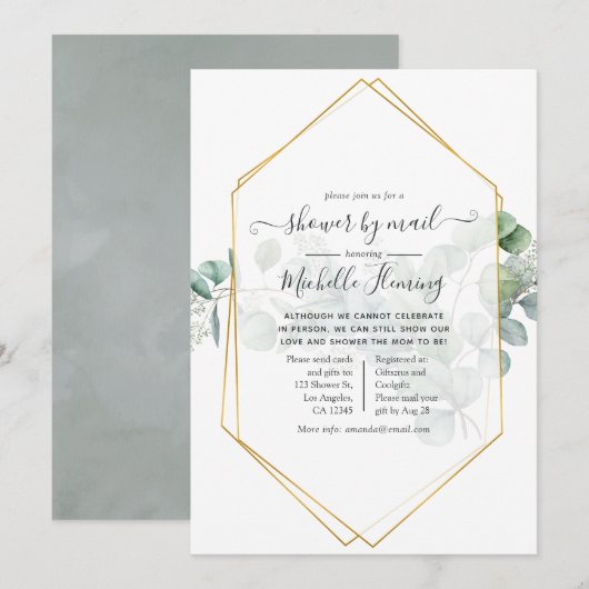 Eucalyptus Geometric Baby shower by Mail Kaart (Voorkant / Achterkant)