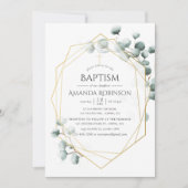 Eucalyptus Geometric Baptism of Christening Kaart (Voorkant)