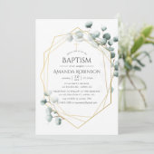 Eucalyptus Geometric Baptism of Christening Kaart (Staand voorkant)