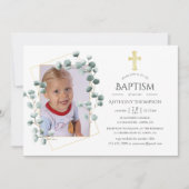 Eucalyptus Geometric Baptism of Christening Kaart (Voorkant)