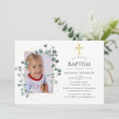 Eucalyptus Geometric Baptism of Christening Kaart (Staand voorkant)